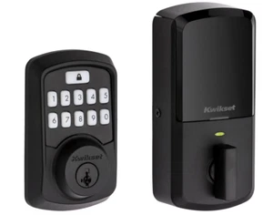 Kwikset 99420-003 Aura Bluetooth Programmable Keypad Door Lock Deadbolt, Black - Picture 1 of 13