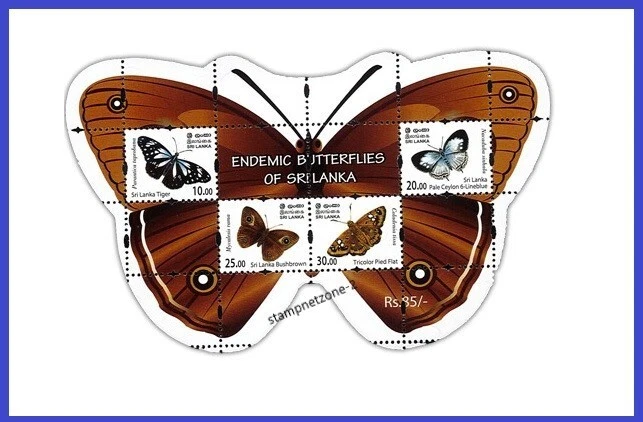 ENDEMIC BUTTERFLIES OF SRI LANKA - 1  (2022) - Miniature Sheet - Image 1 of 1