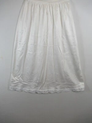 Falda satinada vintage Montgomery Ward media sin cordones para mujer mediana de nailon encaje blanco Foto 1 de 4