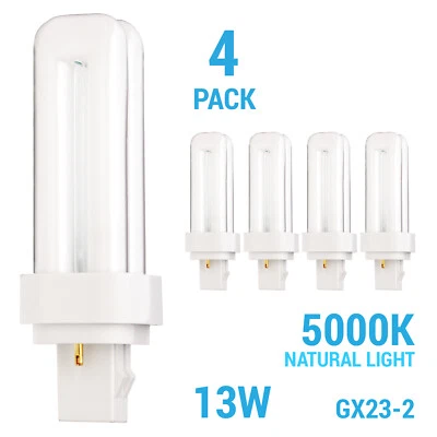 KOR Pack PL13W/2U/2P/827 Plug-In 13W T4 Double Tube 2-Pin GX23-2 5000K Natural Light