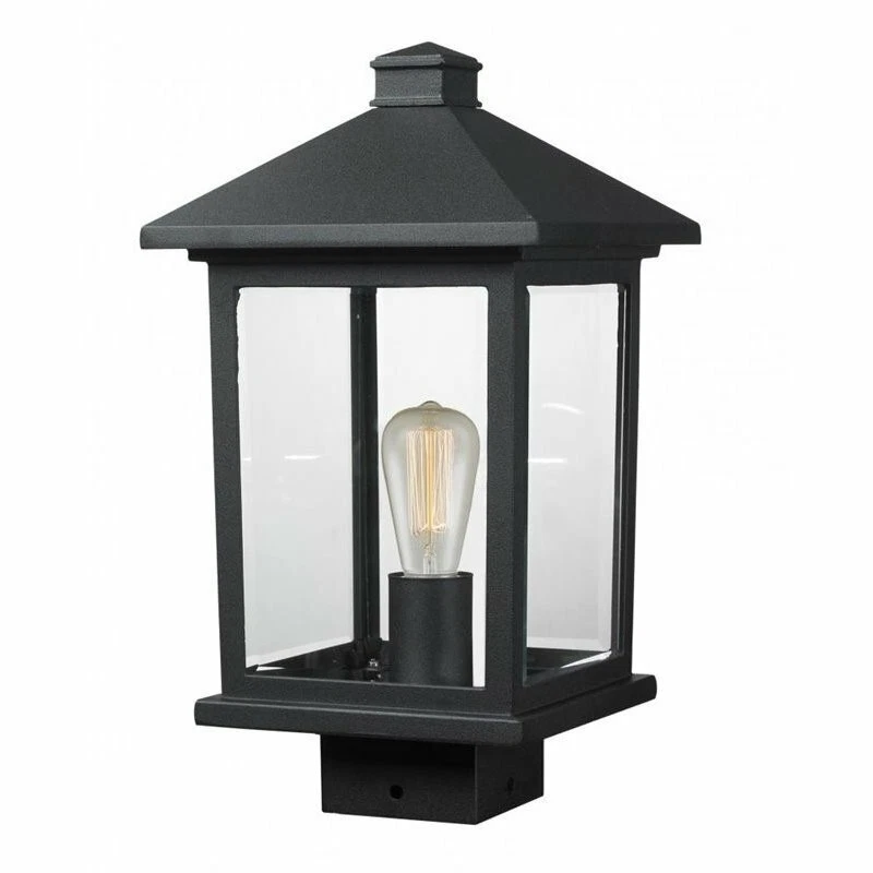 Z-Lite 531phms-bk Portland 1 Light 14 Inch Black Outdoor Post Mount Fixture