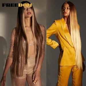 Synthetic Wigs For Black Women 38 Inches Long Straight Wigs Ombre Blonde - Picture 1 of 13