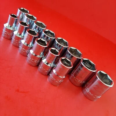 NUEVO Juego de enchufes métricos poco profundos Craftsman Easy Read 14 piezas 6 pt 1/2" 9 - 22 mm Foto 1 de 4