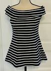 Anthropologie Maeve XS Top Structured Off Shoulder Navy White Stripe Nautical