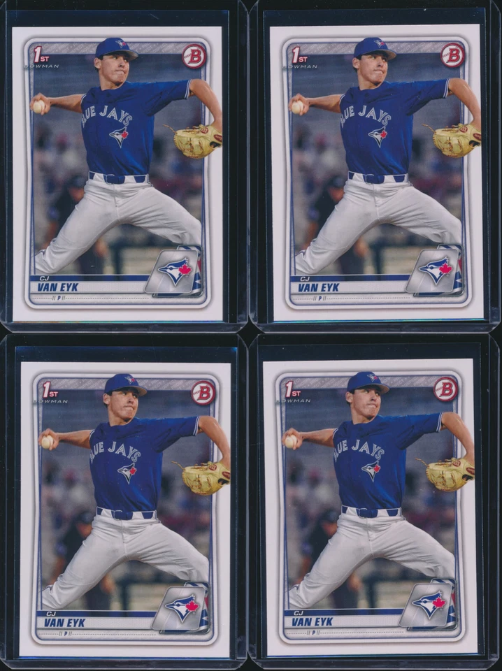 Lot of (4) CJ VAN EYK 1st 2020 Bowman Draft Paper BLUE JAYS Rookie RC - Image 1 of 1