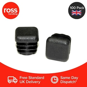 Pack of 100 | 7/8" Inch Square Chair Feet Tube Inserts Bungs, End Caps UK Black - Picture 1 of 2