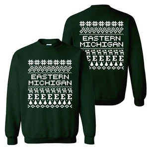 Eastern Michigan Eagles Holiday Sweater Sweatshirt - Forest - Picture 1 of 7