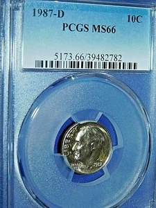 1987-D 10C Roosevelt Dime-PCGS MS66--547-1 - Picture 1 of 3