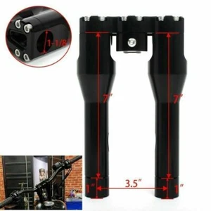 Black 7"8" Handlebar Risers Universal Club Style For Harley 1 1/8" Bar Dyna FXDB - Picture 1 of 10