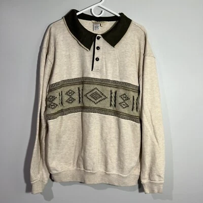 Suéter “Escape From The Ordinary” Norm Thomson Beige Cuarto Abotonado Para Hombres XL Foto 1 de 4