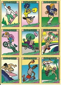 RAD DUDES CARDS - COMPLETE BASE SET OF 105 - SKATEBOARDERS - SURFERS - BIKERS - Picture 1 of 7