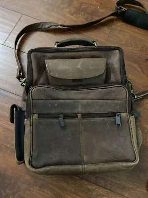 Wilsons Cuero Marrón Maletín Bandolera Laptop Mensajero Libro Bolsa Archivo Oficina Foto 1 de 4
