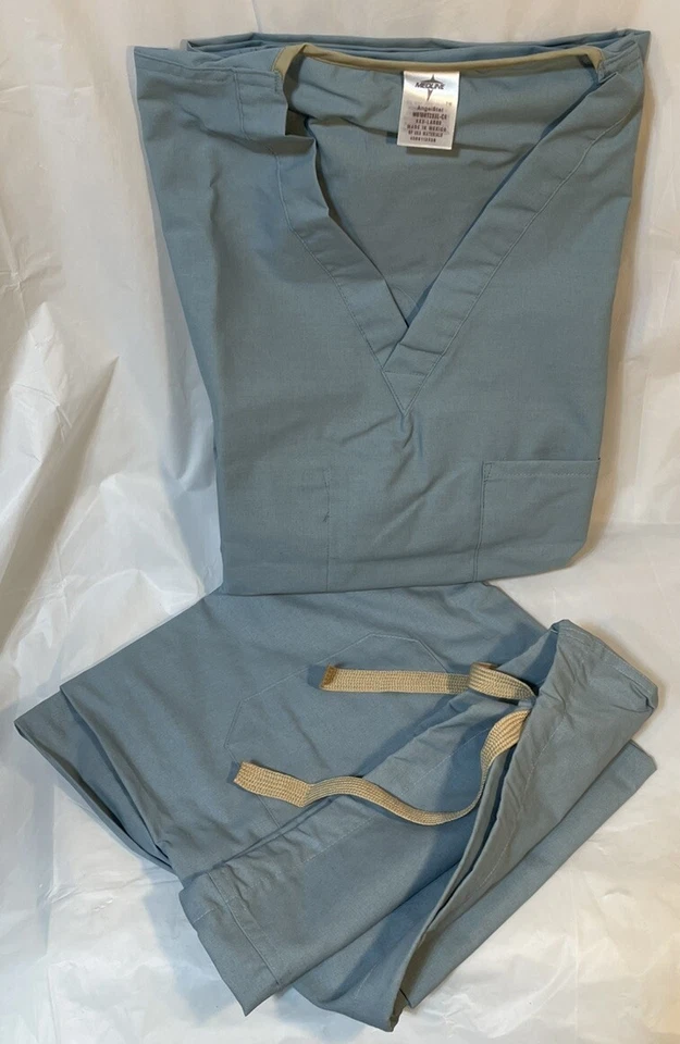 NEW!! 3XL AngelStat Reversible V-Neck Scrub TOP + BOTTOM Medline - MISTY Green - - Image 1 of 4