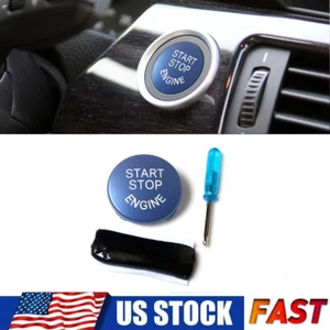 Blue Engine Start Push Button Replace Cover For BMW E90 E91 E60 E84 E83 E71 E72 - Picture 1 of 12