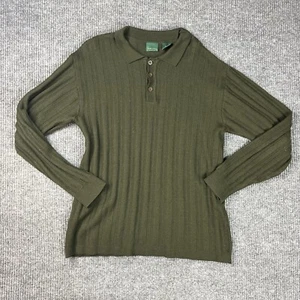 Vintage Scandia Woods Polo Shirt Mens Large Green Grandpa Core Ribbed Wool Blend - Picture 1 of 13