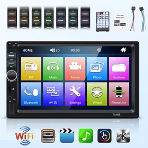 2DIN Car Stereo Radio 7'' Bluetooth AUX USB Type-C MP5 Player Screen Mirroring - Picture 1 of 15