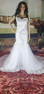 White Princess Marriage Wedding Dress Bridal Ball Gowns Formal Dresses - Image 1 of 4