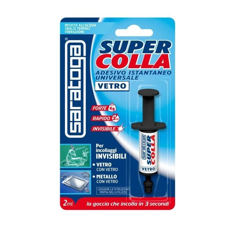 Super Colla per Vetro Cristallo Saratoga Adesivo Istantaneo Superforte 20 ml