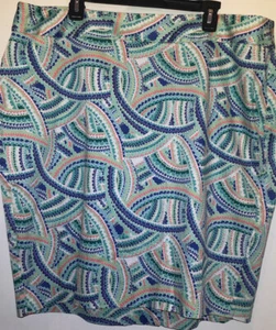 Lane Bryant 22W Aqua Blue Green Orange Scallop Geo Pencil Skirt Stretch - Picture 1 of 6