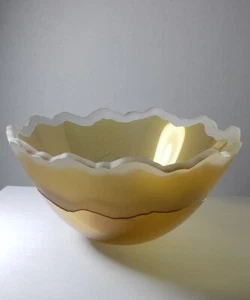 Stephen Schlanser Scapes Gold Round Bowl Signed Studio Art Glass 2004 - Picture 1 of 12
