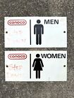 Vintage Conoco Men Ladies Restroom Signs Pair Gas Oil Vintage