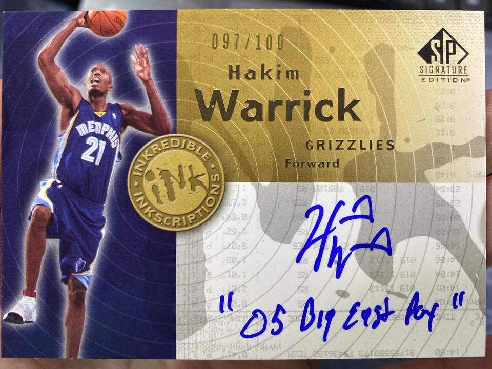 2005-06 SP Signature Inkscriptions Hakim Warrick Rookie /100 Grizzlies Auto RC  - Image 1 of 2