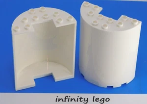 4 LEGO White Cylinder 3x6x6 Half w/ Cut-out Round Panel (35347 87926) - 4 Pieces - Picture 1 of 1
