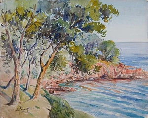 Etienne GAUDET - Peinture originale - Aquarelle - Mer à Saint Raphael 2 - Imagen 1 de 2