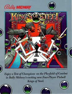  KINGS OF STEEL Flyer Original PROMOCIÓN Pinball BALLY 1984 Folleto Anuncio Slick - Imagen 1 de 2