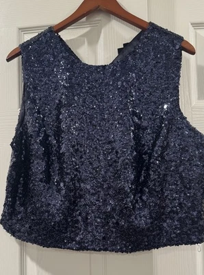 City Chic Sz 18  Camisole Blouse Sequin Blue Sleeveless Formal Party - Image 1 of 4