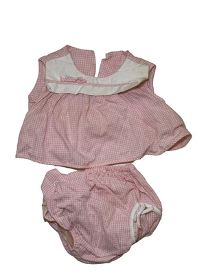 Винтажный розовый имбирь Baby девочки платье комплект Топ и Bloomers белый воротник нагрудник эпохи - Изображение 1 из 4
