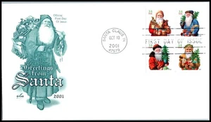 2001 Holiday Greetings Santas 3544a booklet FDC ArtCraft Christmas St Nicholas - Picture 1 of 1