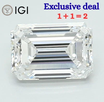 2 Pcs Lab Grown IGI Certified CVD Diamond Emerald 1.00 cwt D Color VVS2 Clarity - Image 1 of 4