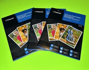 Lot 3 POLAROID PREMIUM PHOTO GLOSS PAPER 8 SHEETS 24 Total (8.5 in x 11 in) NEW - Picture 1 of 2