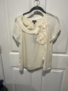 Talbots Damen elfenbeinfarbene Seidenbluse Größe 10 Petite neu mit Etikett - Bild 1 von 6