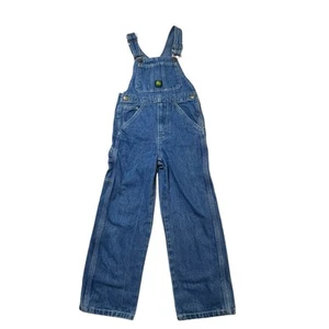 John Deere Overalls Denim BIB Boys Sz 7 100% Cotton Pockets Outdoors Farming - Picture 1 of 11