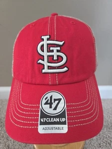 New Mens '47 Clean Up Snapback St Louis Cardinals Hat Cap Red Vented - Picture 1 of 6