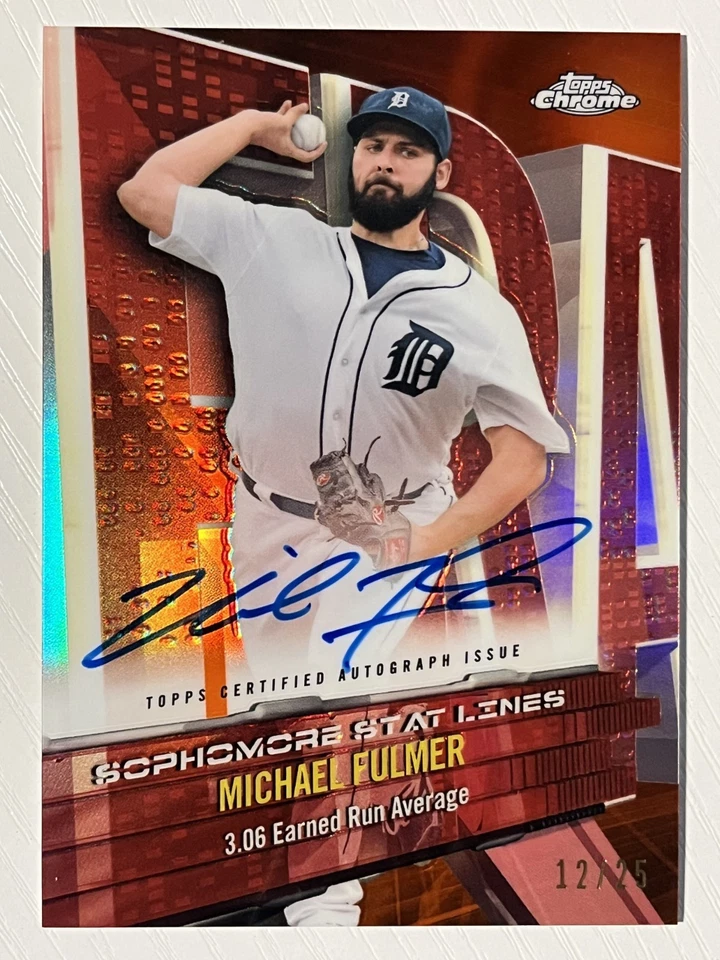 Michael Fulmer 2017 Topps Chrome Sophomore Stat Lines Auto Orange Refractor /25 - Image 1 of 2