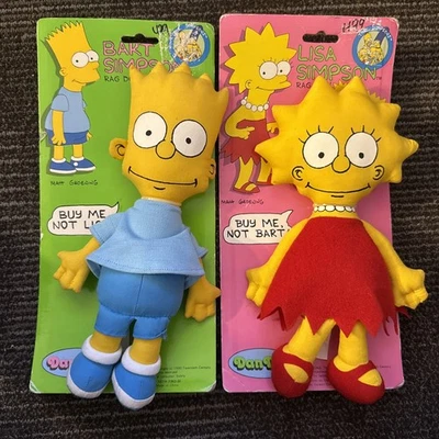 "2x Muñeca de trapo de colección 1990 The Simpson Bart and Lisa Simpson Dan Dee 11"" NUEVA" Foto 1 de 2