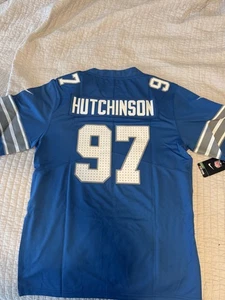 Jersey Aidan Hutchinson Lions azul y gris para hombre talla grande NUEVO - Imagen 1 de 8