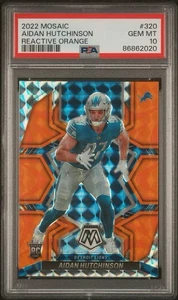 PSA 10 2022 Panini Mosaic Aidan Hutchinson #320 Mosaic Reactive Orange Prizm RC - Picture 1 of 3