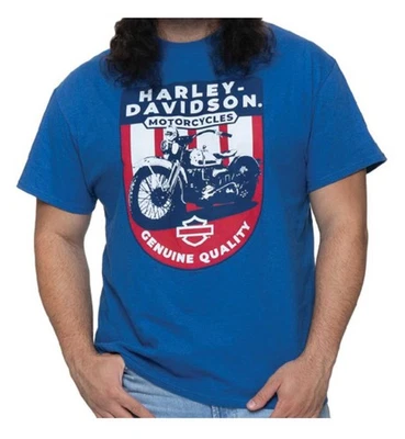 Camiseta masculina Harley-Davidson partidária manga curta mistura de algodão, azul antiga - Imagem 1 de 2