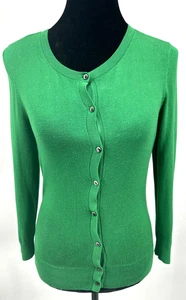 Halogen Womens Crew Neck Button Down Cardigan Sweater Small Green Knit - Picture 1 of 10