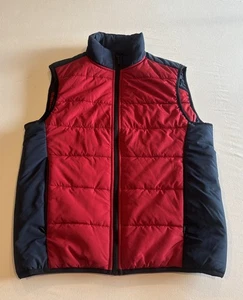Perry Ellis Mens Small Red Navy Full Zip Puffer Vest Zipper Pockets Colorblock - Picture 1 of 10