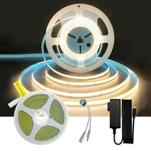 COB LED Strip Lights, 16.4ft 3000K DC12V Dimmable Wram White LED Light Strip ... - Picture 1 of 8