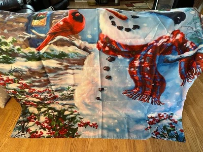 Muñeco de Nieve Navidad Cortina de Ducha con Linterna, Cardenales, Guirnalda y Decoración de Pino Foto 1 de 4