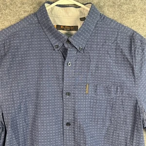 Camisa Ben Sherman Para Hombres Botón Frontal Manga Corta Azul Algodón Spandex XL - Imagen 1 de 10