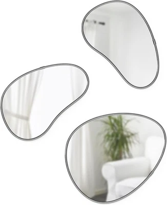 Hubba Pebble Mirrors Modern Decorative Wall Mirrors Set of 3 Titanium - Image 1 of 4