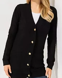 ANNI FOR FRIENDS Longcardigan Knopfleiste aufgesetzte Taschen figurumspielend 44 - Bild 1 von 1