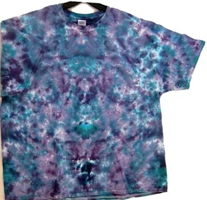 Multicolor Green Purple Blue Hand-dyed TIE DYE T-SHIRT Size SMALL Free US Ship - Picture 1 of 3